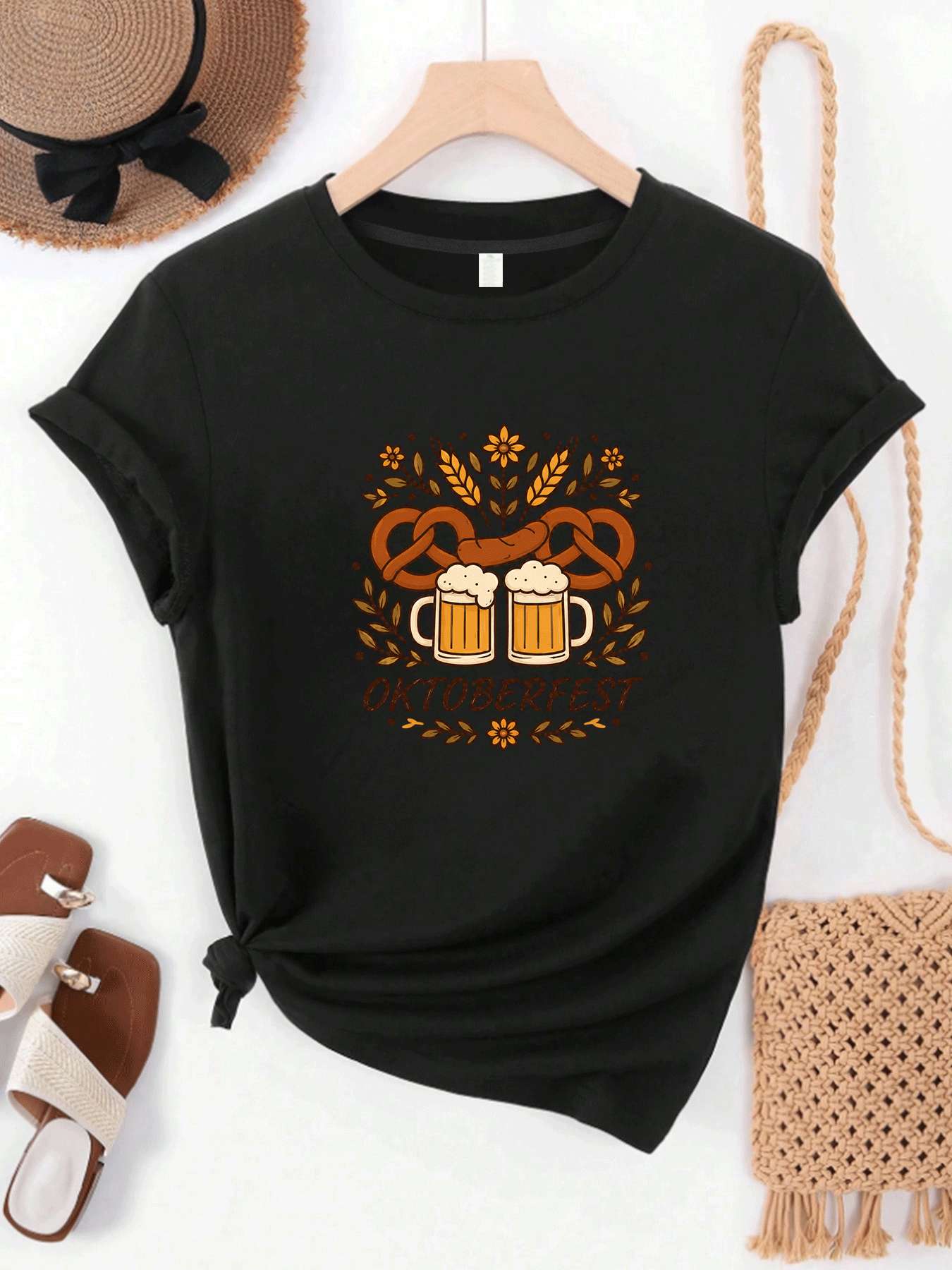 Wine Beer Festival - 【MYJ062633】Camiseta feminina do Festival da Cerveja
